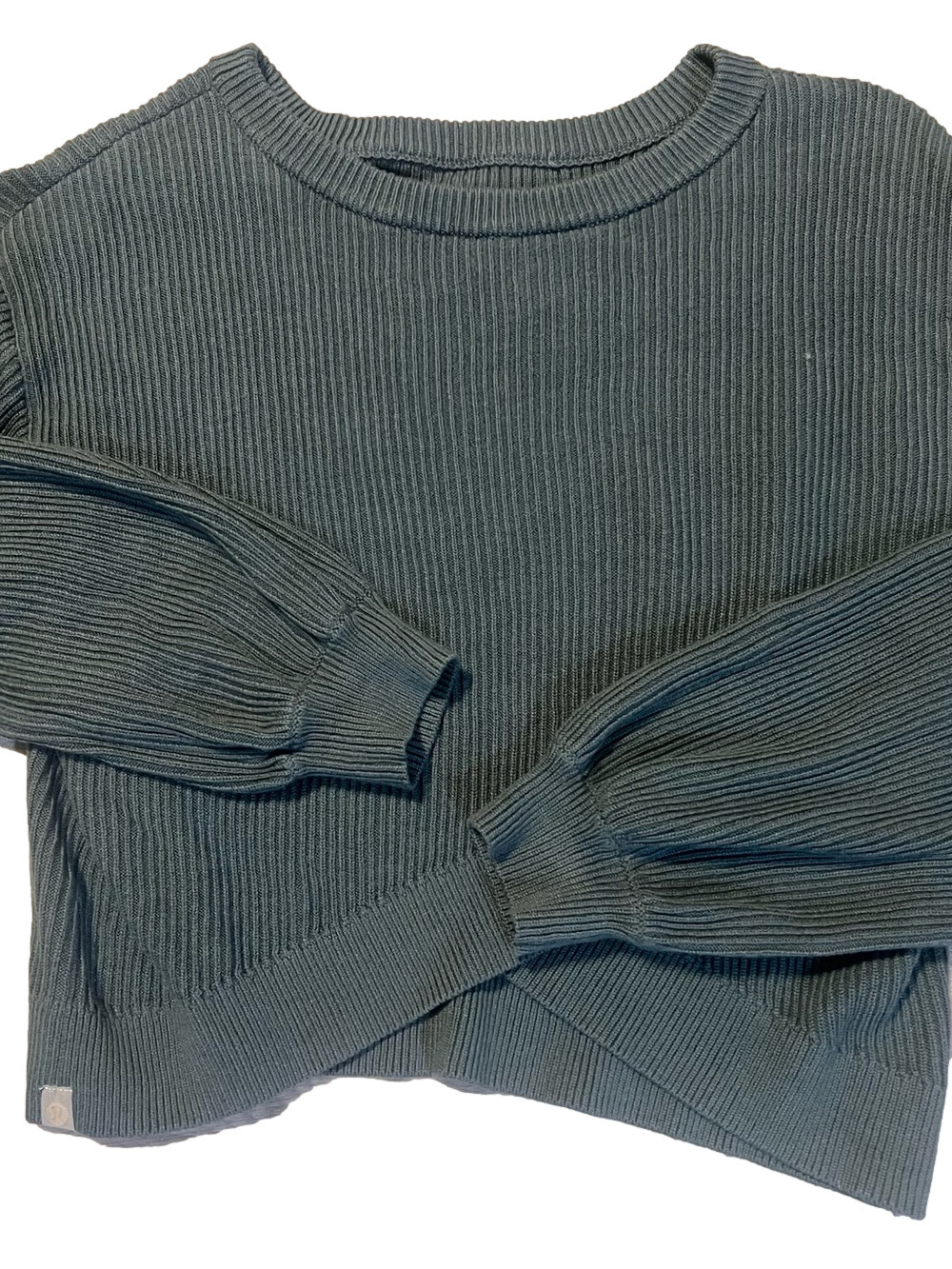 Lululemon Ribbed Reversible Crossover Sweater Medium Forest - Size 8 - Picture 6 of 6